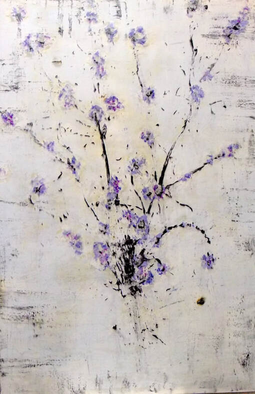 Painting of abstracted purple flowers