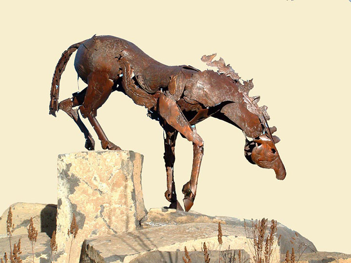 Abstract bronze sculpture of horse
