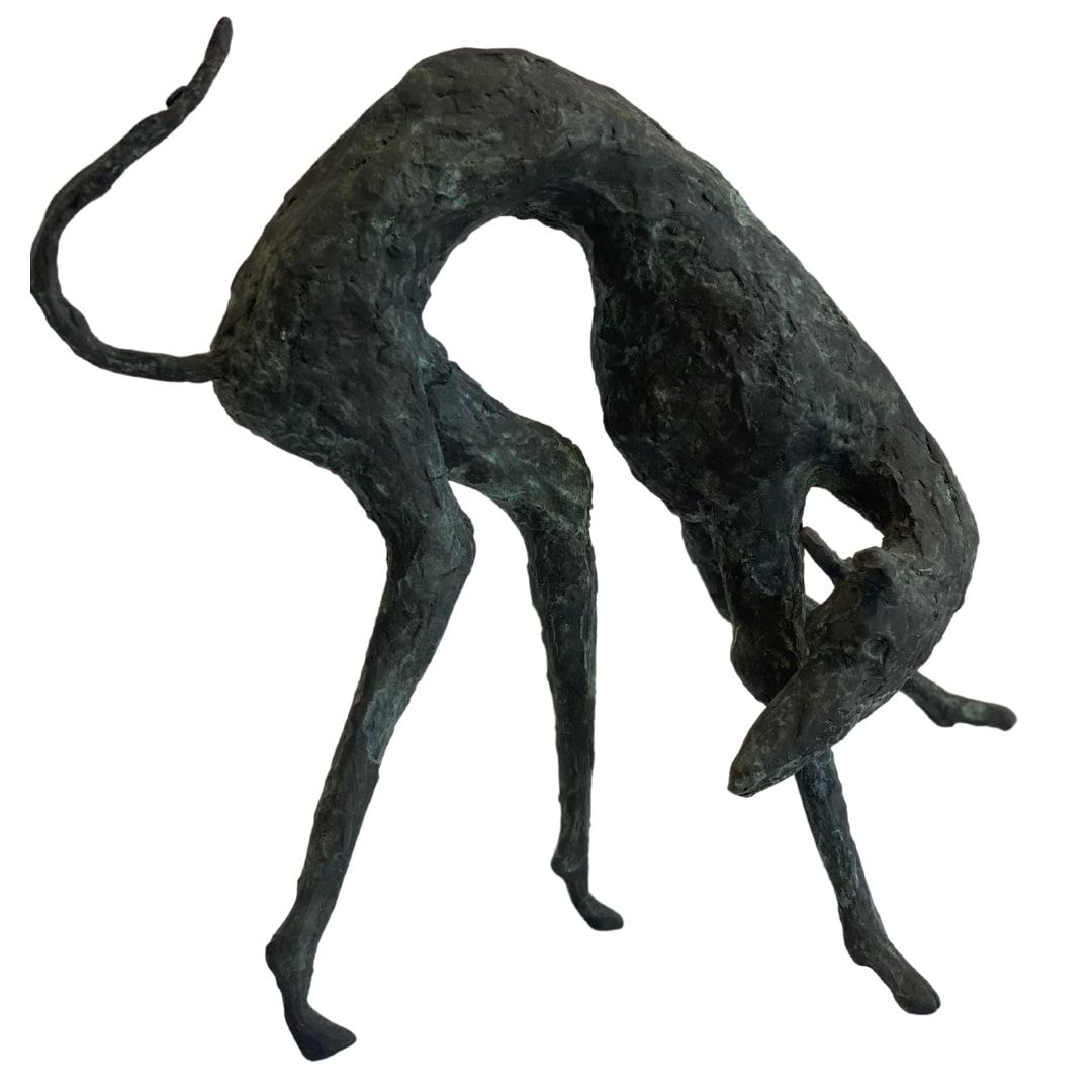 Abstract bronze sculpture of greyhound