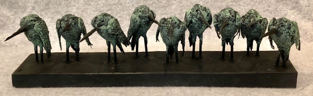 Abstract sculpture of a flock of birds
