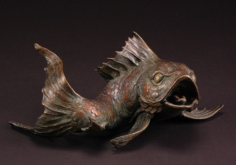 Bronze fountain of koi fish