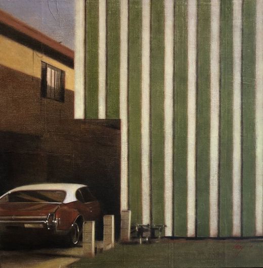 Painting of car parked in driveway