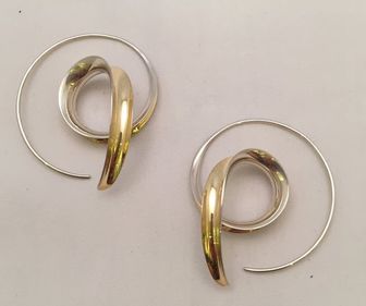 Sculptural gold and silver earrings