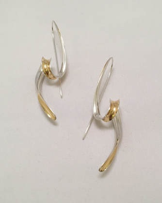 Sculptural gold and silver earrings