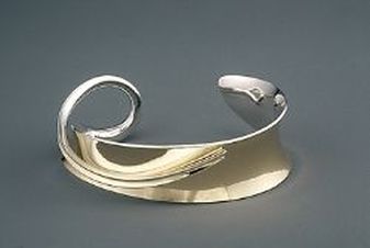Sculptural gold and silver cuff bracelet 