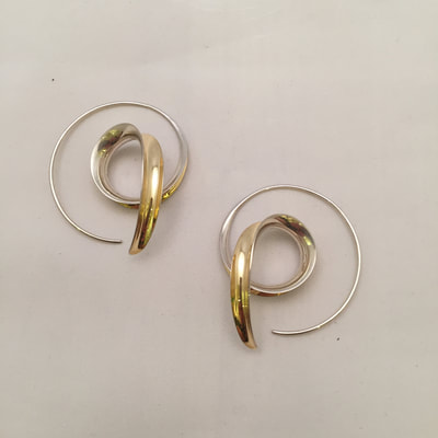 18k and sterling round earrings