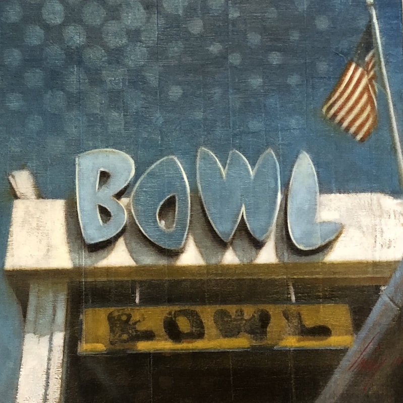Painting of bowling alley sign