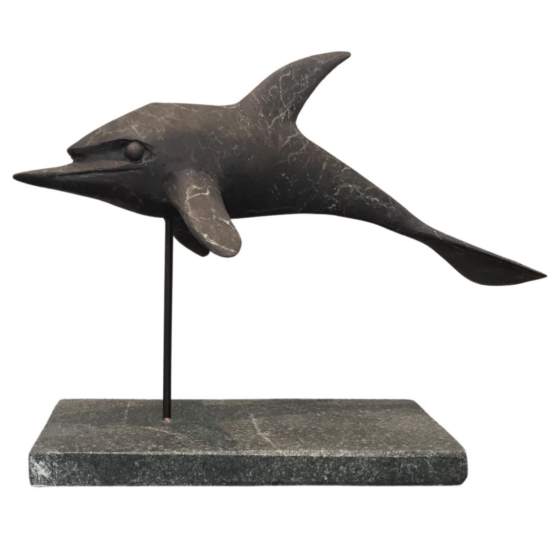 Abstract bronze sculpture of bottle nose dolphin