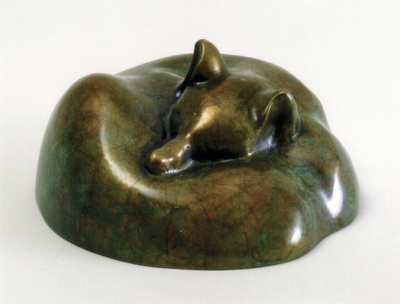 Bronze sculpture of sleeping fox