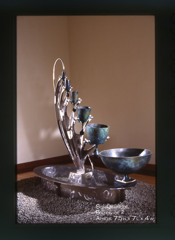 Bronze sound sculpture of chalices